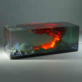 Volcano Resin Diorama Lamp: Eruption Night Light, Miniature Landscape, Resin Sculpture