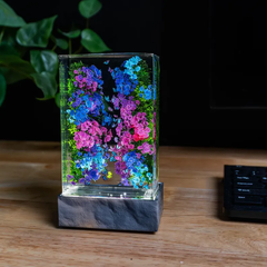 Floral Butterfly Resin Lamp – Pink & Blue Flower Night Light