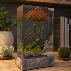 DNA Tree Resin Lamp Colorful Leaves Sculpture for Scientist or Biologist