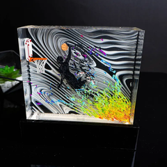 Basketball Dunk Resin Art Piece Trophy, Jumping Sport 3D Still frame Sculpture