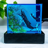 Whales Feeding On Sardines Resin Sculpture, Unique 3D Kelp Forest Nature Artpiece