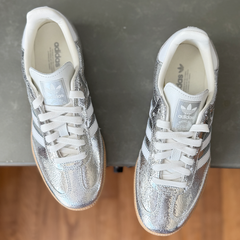adidas Samba OG Silver Metallic Cracked Leather Women's