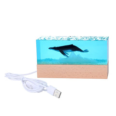 Handmade Crystal Resin Whale Lamp – Modern Ocean-Inspired Desk Ornament & Unique Gift Decor