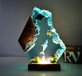 Epoxy Resin Ocean Lamp, Shark, Turtle, and Coral Reef Night Light, Resin Wood Art Lamp