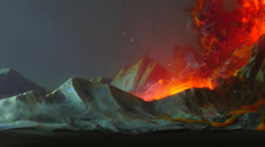 Volcano Resin Diorama Lamp: Eruption Night Light, Miniature Landscape, Resin Sculpture