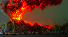 Volcano Resin Diorama Lamp: Eruption Night Light, Miniature Landscape, Resin Sculpture