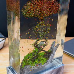 DNA Tree Resin Lamp Colorful Leaves Sculpture for Scientist or Biologist