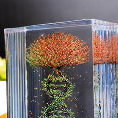DNA Tree Resin Lamp Colorful Leaves Sculpture for Scientist or Biologist