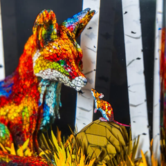 Forest Fox and Mouse Resin Lamp | Woodland Light Sculpture