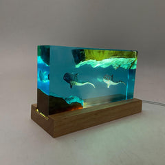 Whale Shark Cube Resin Lamp, Diver Art Craft, ocean art