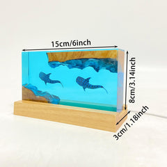 Whale Shark Cube Resin Lamp, Diver Art Craft, ocean art