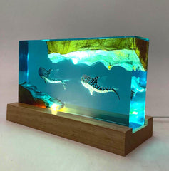 Whale Shark Cube Resin Lamp, Diver Art Craft, ocean art
